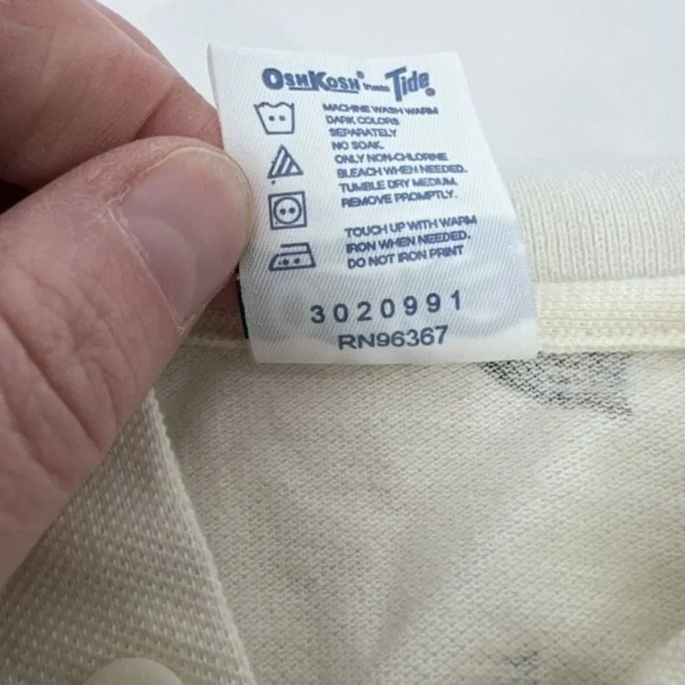 OshKosh B'gosh Kids Vintage Sweatshirt Boys‎ Henley Sports Game White 7